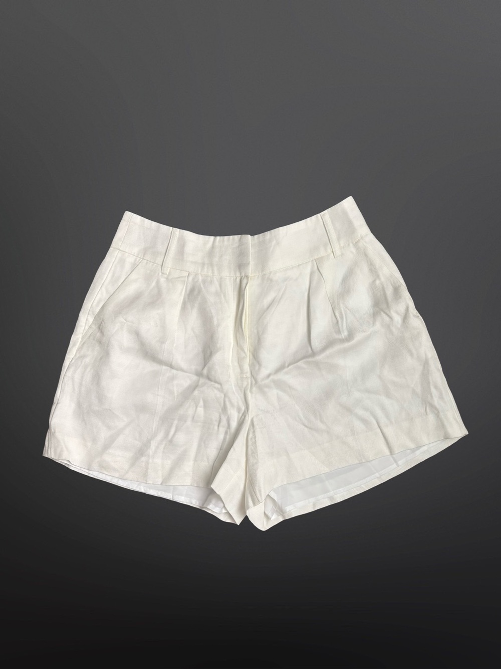 Express White High-Waist Tailored Linen-Blend Shorts Color White Size 8